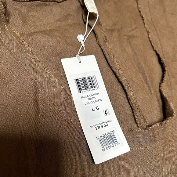 NWT Eileen Fisher Organic‎ Handkerchief Linen Raw-Edge Maxi Dress Brown System L - Picture 4 of 6